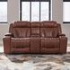 Caswell Nature Chestnut Leather 82" Zero Gravity Power Reclining Loveseat with Console and USB Charging