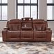 Caswell Nature Chestnut Leather 91" Zero Gravity Power Reclining Sofa with LED and USB Charging