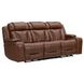 Caswell Nature Chestnut Leather 91" Zero Gravity Power Reclining Living Room Set with LED and USB Charging