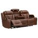 Caswell Nature Chestnut Leather 91" Zero Gravity Power Reclining Living Room Set with LED and USB Charging
