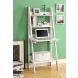 7040 White 61" Ladder Bookcase With Drop-Down Desk