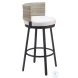 Midnight Wave White Performance Fabric Outdoor Bar Stool