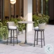 Midnight Wave White Performance Fabric Outdoor Bar Stool