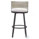 Midnight Wave White Performance Fabric Outdoor Bar Stool