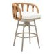 Safal White Upholstered Swivel Outdoor Bar Stool