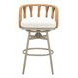 Safal White Upholstered Swivel Outdoor Bar Stool