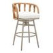 Safal White Upholstered Swivel Outdoor Bar Stool