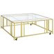 Adri Matte Brass And Glass Top Square Coffee Table