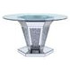 Noralie Silver and Gray 52" Round Glass Top Dining Table