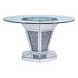Noralie Silver and Gray 52" Round Glass Top Dining Table