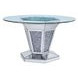 Noralie Silver and Gray 52" Round Glass Top Dining Table