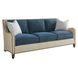 Twin Palms Blue and Gray 85" Koko Sofa with Nailhead Trim
