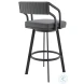 Scranton Slate Gray Faux Leather And Black Swivel Counter Height Stool