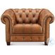 Haworth Saddle Brown Leather Upholstered Accent Chair with Nailhead Trim