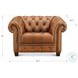 Haworth Saddle Brown Leather Upholstered Accent Chair with Nailhead Trim