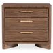 Solara Medium Brown 3 Drawer Nightstand with USB Charging