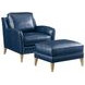 Twin Palms Coconut Grove Blue Leather Upholstered Rectangular Ottoman