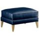 Twin Palms Coconut Grove Blue Leather Upholstered Rectangular Ottoman