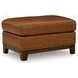 Brendola Amber Leather Upholstered Rectangular Ottoman with Nailhead Trim