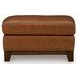 Brendola Amber Leather Upholstered Rectangular Ottoman with Nailhead Trim