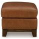 Brendola Amber Leather Upholstered Rectangular Ottoman with Nailhead Trim