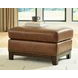 Brendola Amber Leather Upholstered Rectangular Ottoman with Nailhead Trim
