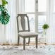 Zumala Beige Linen and Weathered Oak Side Chair with Nailhead Trim Set of 2