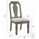 Zumala Beige Linen and Weathered Oak Side Chair with Nailhead Trim Set of 2