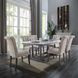 Yabeina White and Gray Oak 71" Rectangular Marble Top Dining Table