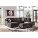 Coralene Onyx Performance Fabric 2 Piece Modular Sectional with RAF Corner Chaise and Pillows