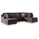 Coralene Onyx Performance Fabric 2 Piece Modular Sectional with RAF Corner Chaise and Pillows