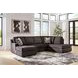 Coralene Onyx Performance Fabric 2 Piece Modular Sectional with RAF Corner Chaise and Pillows