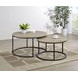 Lainey Distressed Pine Round Nesting Occassional Table Set