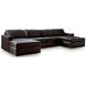 ModMax II Black Leather 4 Piece Double Chaise Sectional