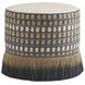 Key Biscayne Lamar Brown and Black Upholstered Round Swivel Ottoman with Nailhead Trim