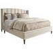 Savoy Rendezvous Ivory and Brown Performance Fabric Queen Upholstered Panel Bed