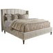 Savoy Rendezvous Ivory and Brown Performance Fabric King Upholstered Panel Bed