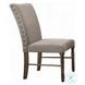 Leventis Cream Linen and Weathered Oak Side Chair with Nailhead Trim Set of 2