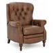 Kendall Oasis Walnut Leather Push Thru The Arms Recliner with Nailhead Trim