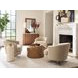Graves La Costa Beige and Brass Upholstered Swivel Chair