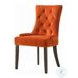 Farren Orange Velvet and Weathered Oak Side Chair with Nailhead Trim Set of 2