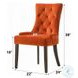 Farren Orange Velvet and Weathered Oak Side Chair with Nailhead Trim Set of 2