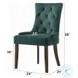 Farren Green Velvet and Weathered Oak Side Chair with Nailhead Trim Set of 2