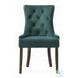 Farren Green Velvet and Weathered Oak Side Chair with Nailhead Trim Set of 2