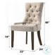 Farren Beige Fabric and Weathered Oak Side Chair with Nailhead Trim Set of 2