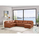 Langston Nutmeg Leather Modular LAF Chaise Sectional with Nailhead Trim