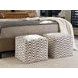 Jupiter Zanzibar Sandstone and White Upholstered Square Ottoman with Casters