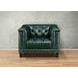 Picavel Green Leather Upholstered Accent Chair with Nailhead Trim