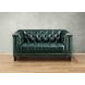 Picavel Green Leather 65" Loveseat with Nailhead Trim