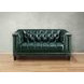 Picavel Green Leather 65" Loveseat with Nailhead Trim